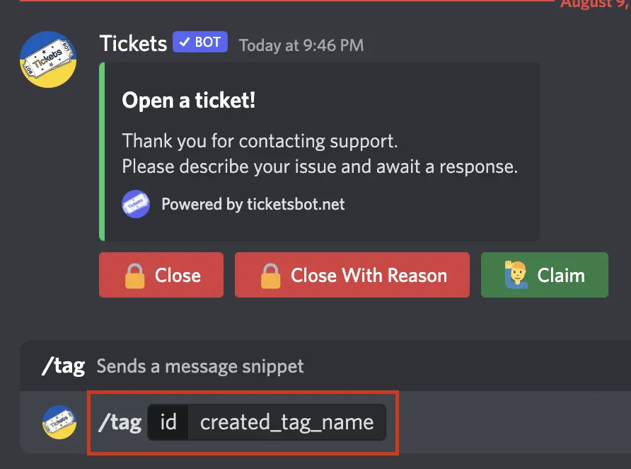 Tag ID example